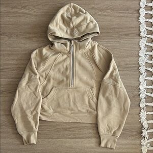 Tan Hooded Sweatshirt with Front Pocket